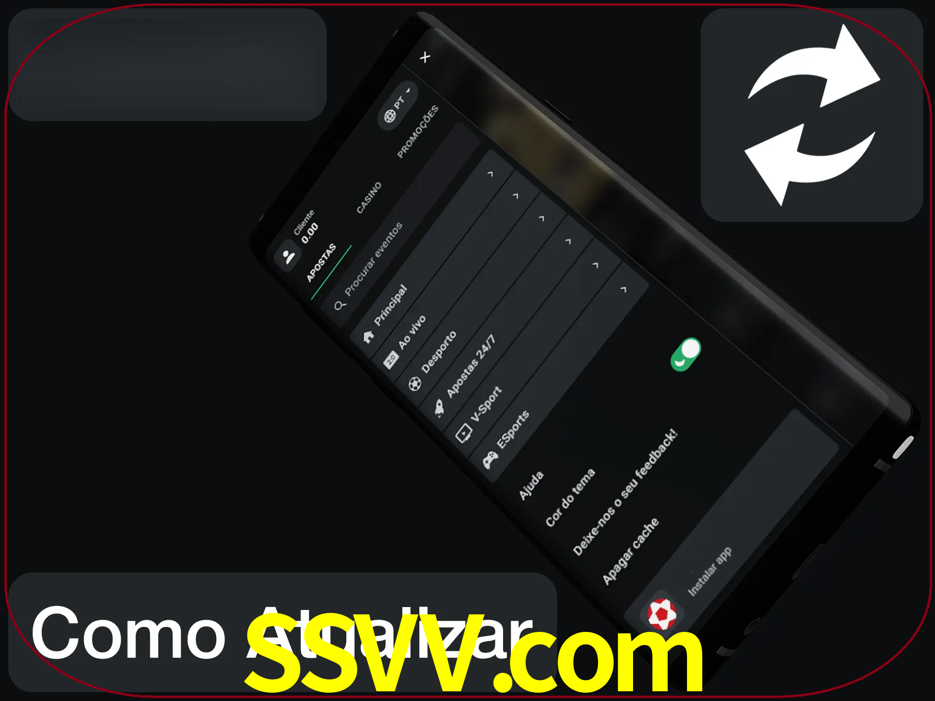 O aplicativo é atualizado automaticamente quando você faz o login.