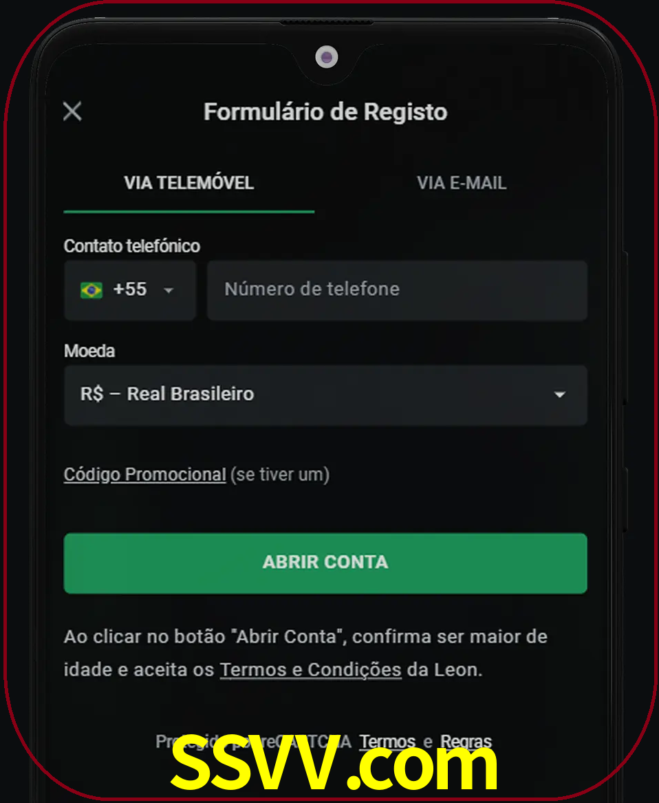 Abra o aplicativo e inicie o processo de registro.
