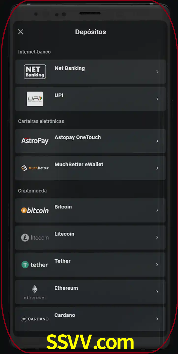 Você pode usar métodos alternativos de depósito.